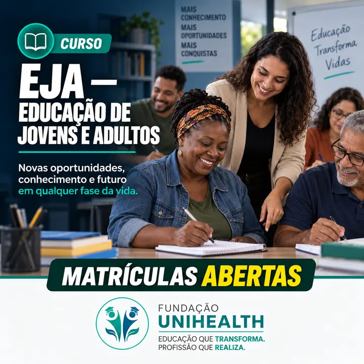 Material de divulgação do curso EJA – Educação de Jovens e Adultos