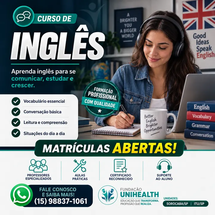 Material de divulgação do curso Inglês