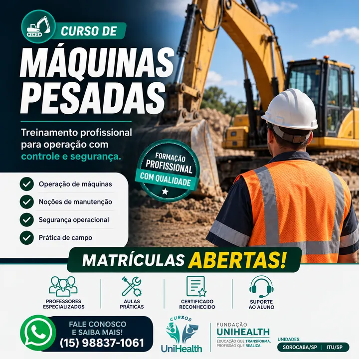 Material de divulgação do curso Máquinas Pesadas
