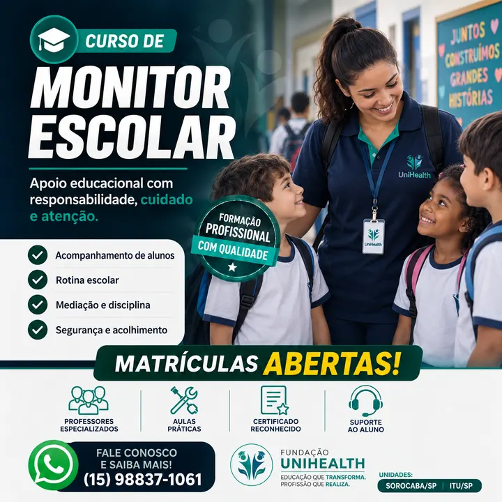 Material de divulgação do curso Monitor Escolar