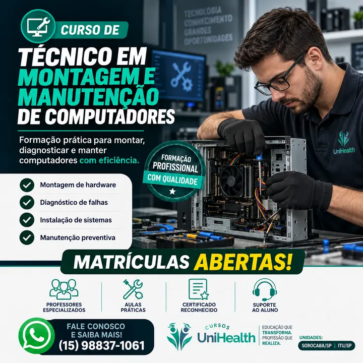 Material de divulgação do curso Técnico em Montagem e Manutenção de Computadores